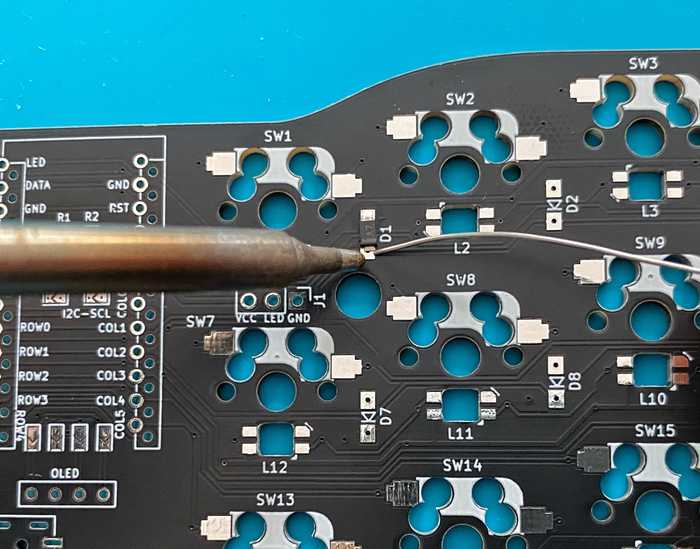 Soldering diodes